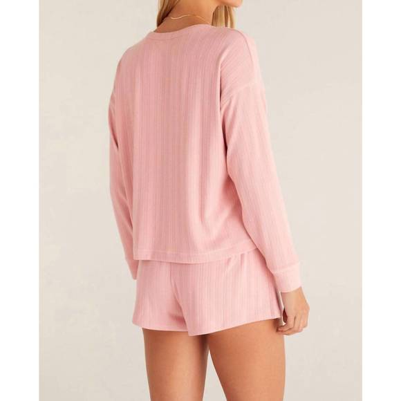 NEW Z SUPPLY dusk silky pointelle long sleeve top in blush - Picture 4 of 4